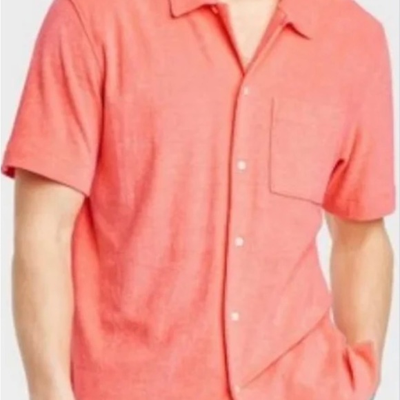 COPY - Men’s Goodfellow Terry Polo Camp Button Down Shirt Size L - Picture 3 of 3